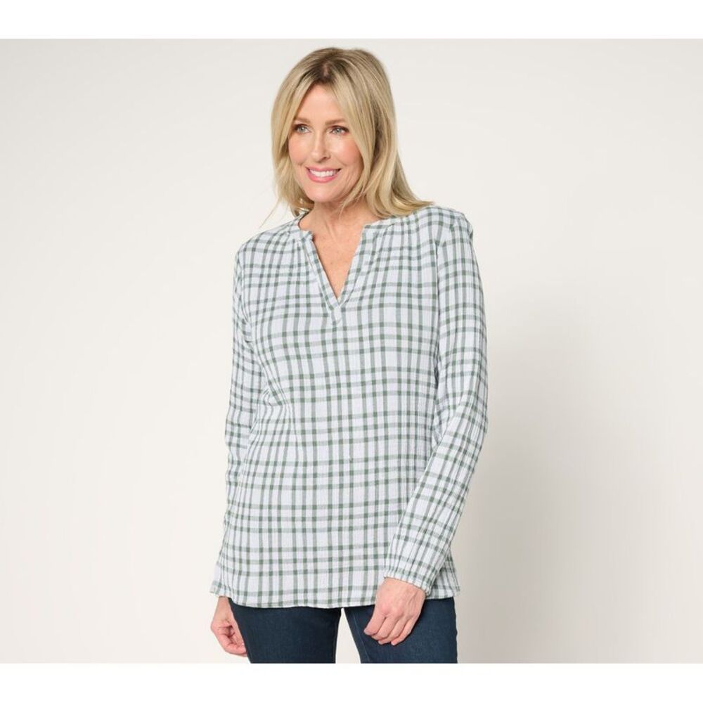 SUNNYLiFE Women's Top Sz XS Pucker Perfect Plaid 100% Multi-colored